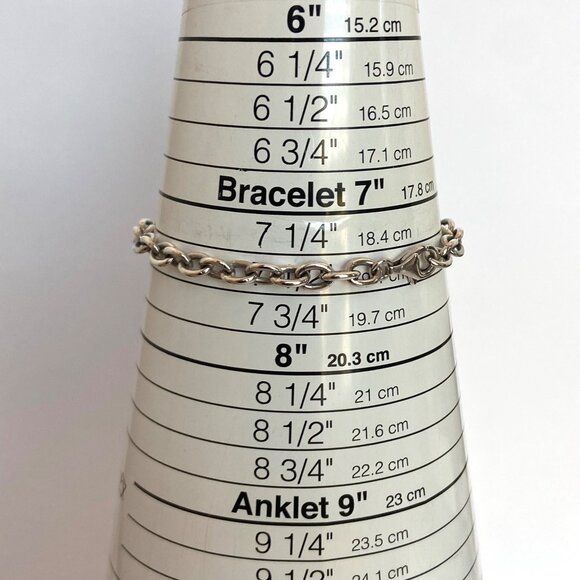 Solid Sterling Silver 925 5.8MM Oval Cable Chain Charm Bracelet 7.75" - Picture 8 of 16